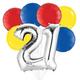 Premium Rainbow & Silver 21 Balloon Bouquet, 8pc